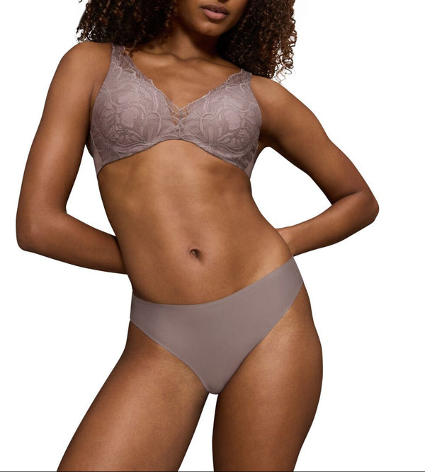 High-Cut Brief Body Make-Up Illusion Lace Highleg Tai - Pigeon Grey