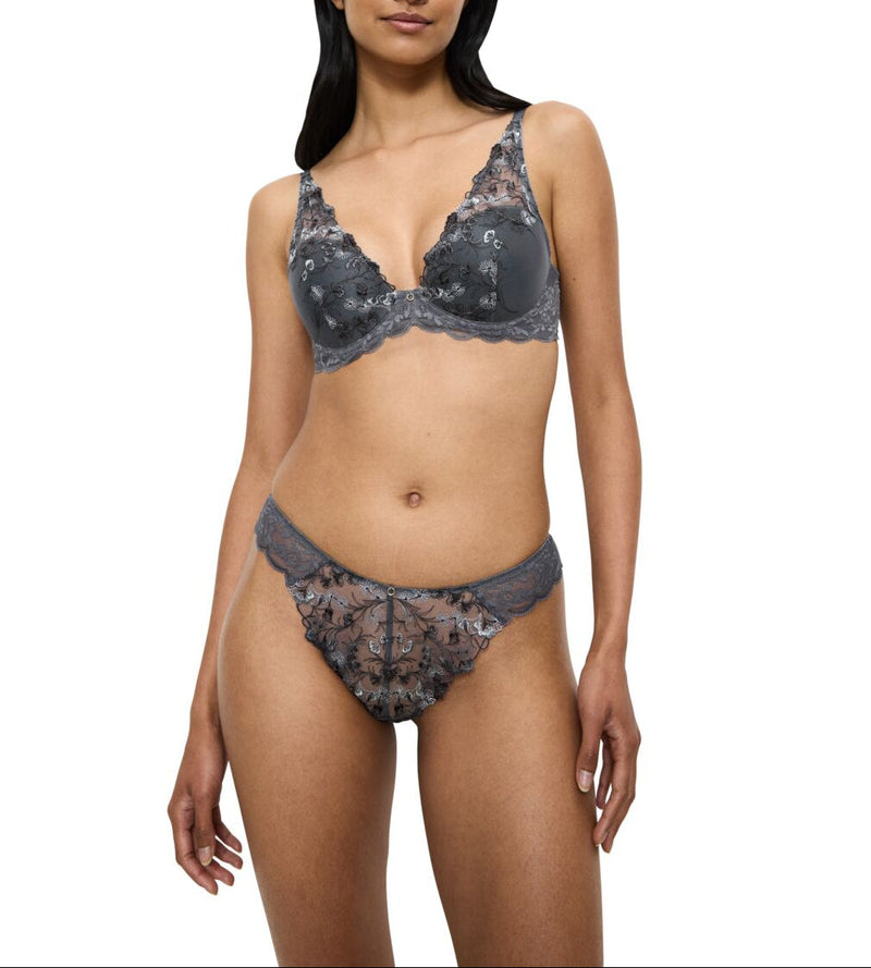 Sensual Spotlight Highleg Brazilian High Waist Briefs - Pebble Gray