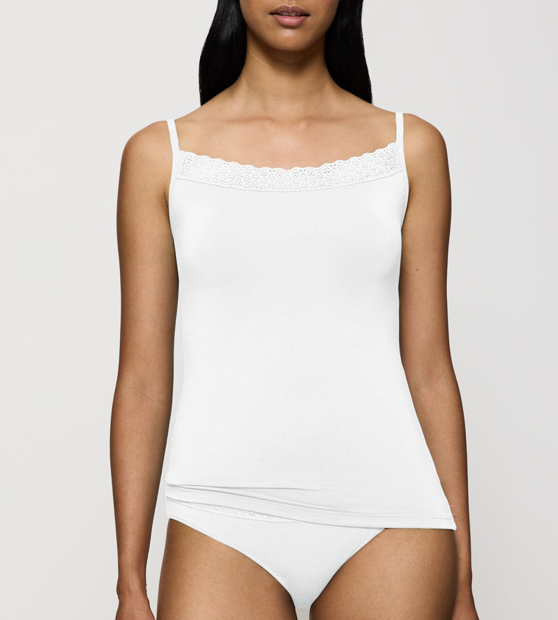 Caraco Fines Bretelles Feel Of Modal Spaghetti Top - White