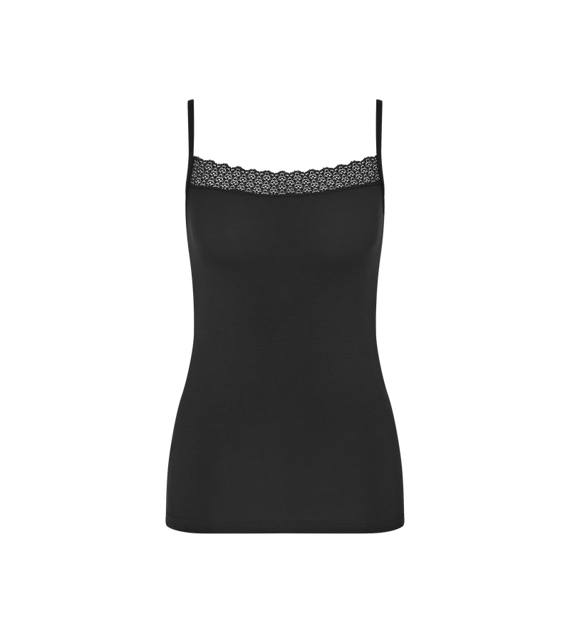 Caraco Fines Bretelles Feel Of Modal Spaghetti Top - Black