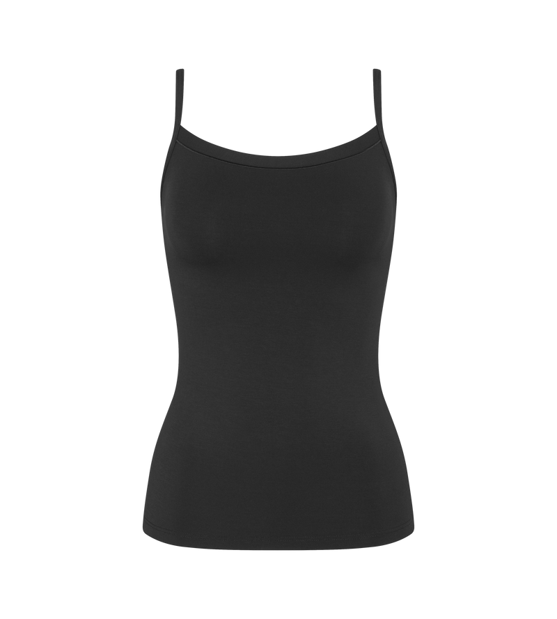 Caraco Fines Bretelles Sense Of Modal Spaghetti Top - Black