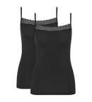 Caraco Fines Bretelles Lot De 2 Feel Of Modal Spaghetti Top 2P - Black