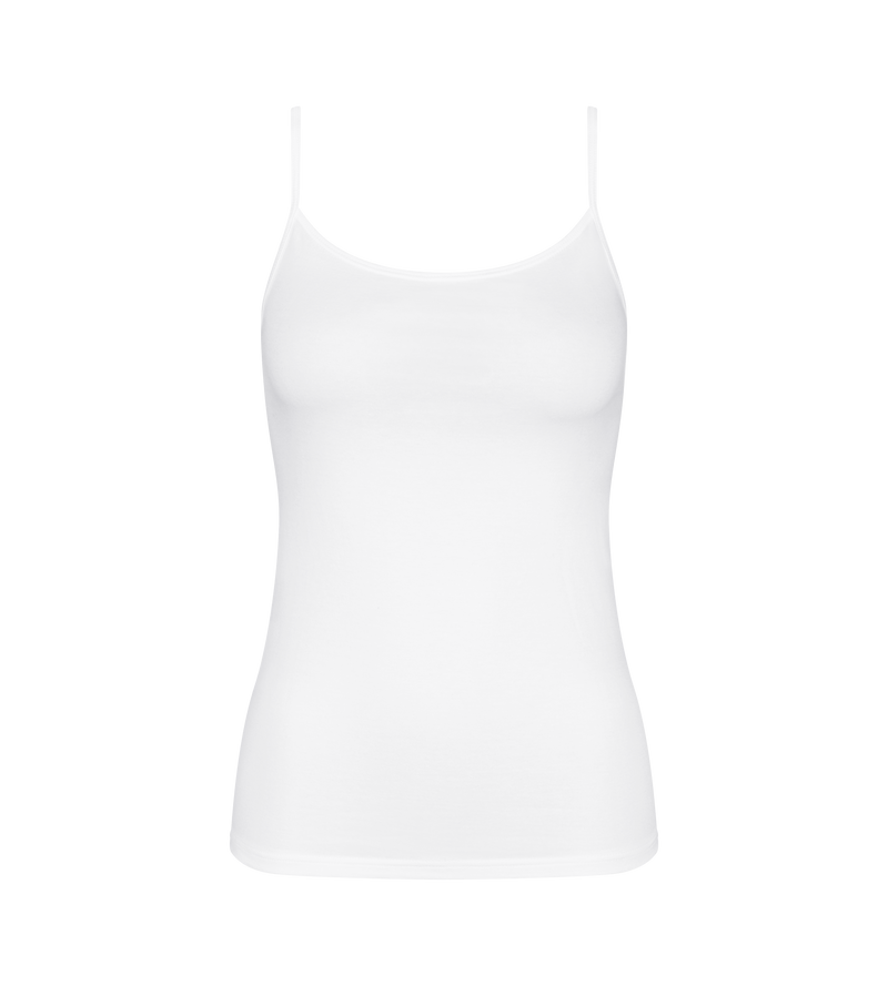 Caraco Fines Bretelles Sense Of Cotton Spaghetti Top - White