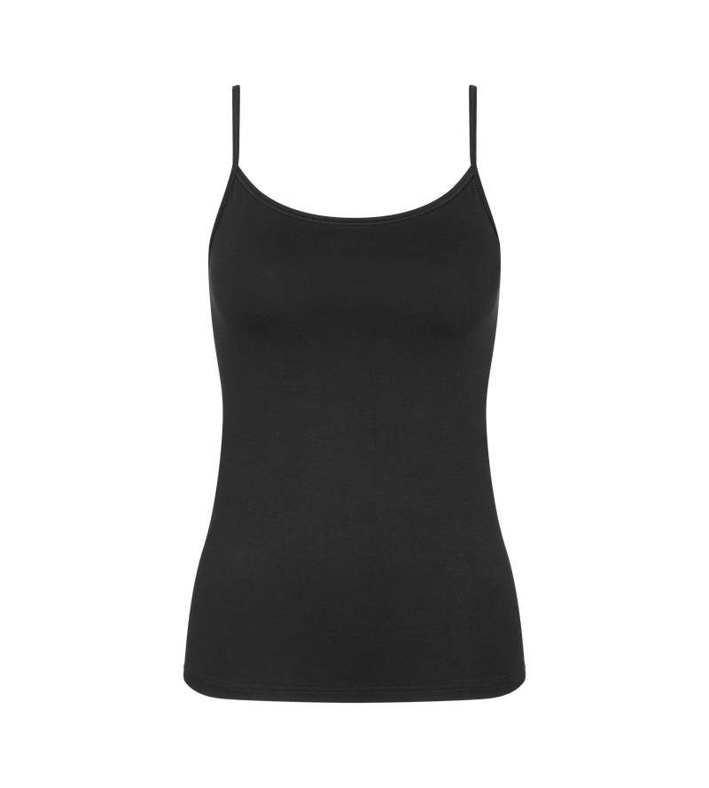 Caraco Fines Bretelles Sense Of Cotton Spaghetti Top - Black