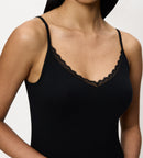 Caraco Fines Bretelles Feel Of Cotton Spaghetti Top - Black