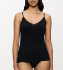 Caraco Fines Bretelles Feel Of Cotton Spaghetti Top - Black