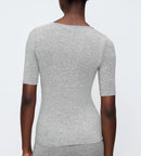 Caraco Beauty Layers Ssl Top Wool - Medium Grey Melange