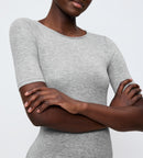 Caraco Beauty Layers Ssl Top Wool - Medium Grey Melange