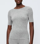 Caraco Beauty Layers Ssl Top Wool - Medium Grey Melange