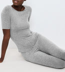 Caraco Beauty Layers Ssl Top Wool - Medium Grey Melange