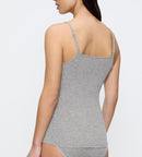 Caraco Fines Bretelles Beauty Layers Spaghetti Top Wool - Medium Grey Melange