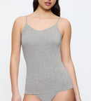 Caraco Fines Bretelles Beauty Layers Spaghetti Top Wool - Medium Grey Melange