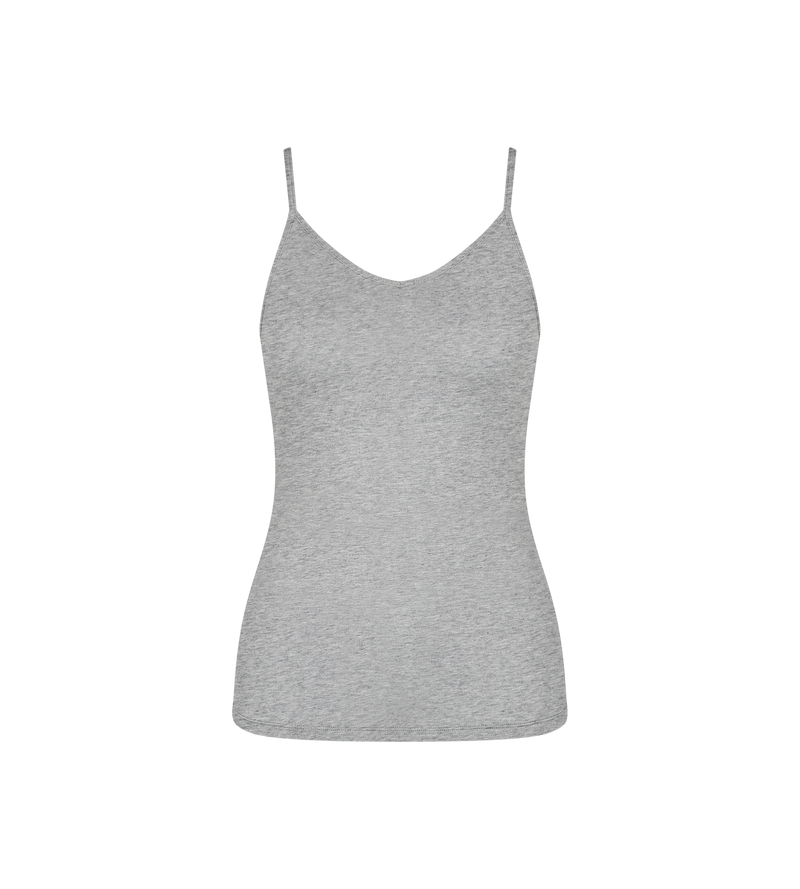 Caraco Fines Bretelles Beauty Layers Spaghetti Top Wool - Medium Grey Melange