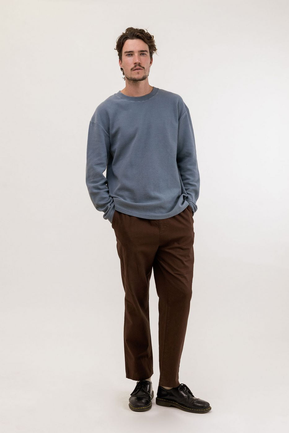 T-Shirt Waffle Ls - Stone - Homme