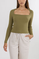 Rhythm - Pull Andie Ls - Olive - Femme