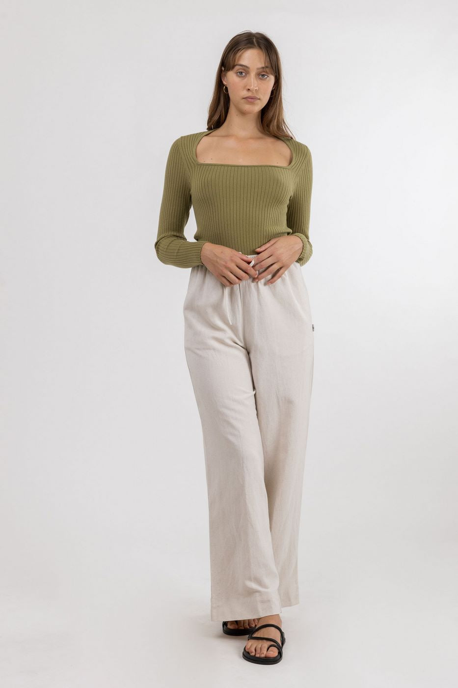 Rhythm - Pull Andie Ls - Olive - Femme