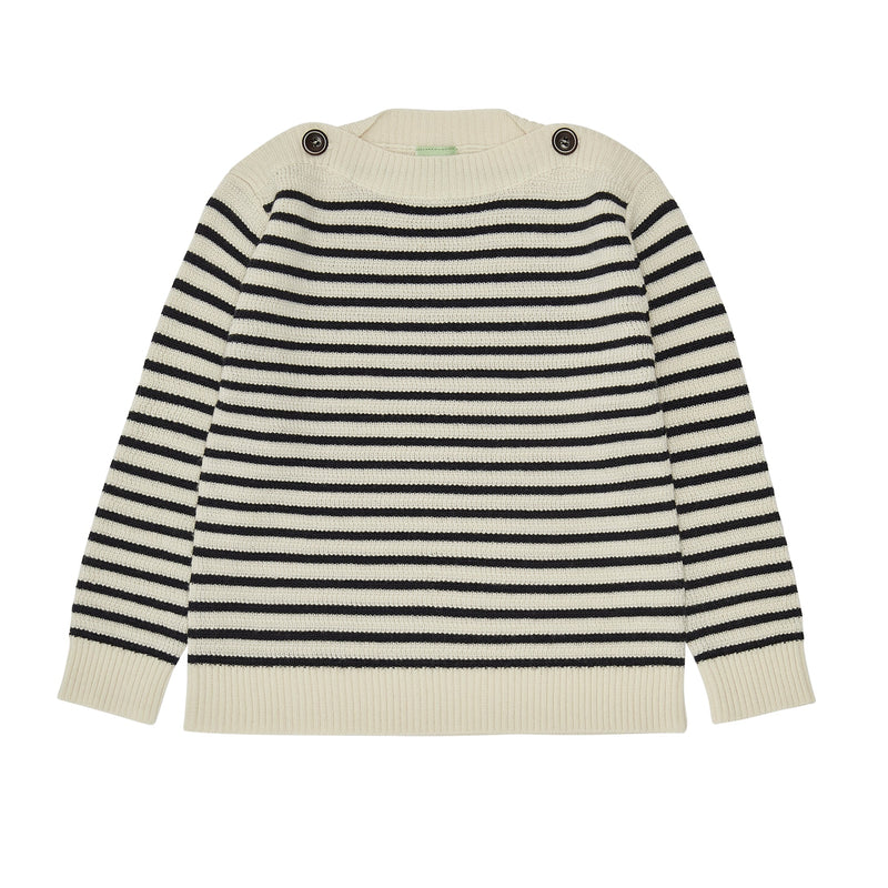 Jersey crudo/azul marino oscuro de lana merino certificada OEKO-TEX - Selección FUB en amaetc.com, concept store ecológico para niños