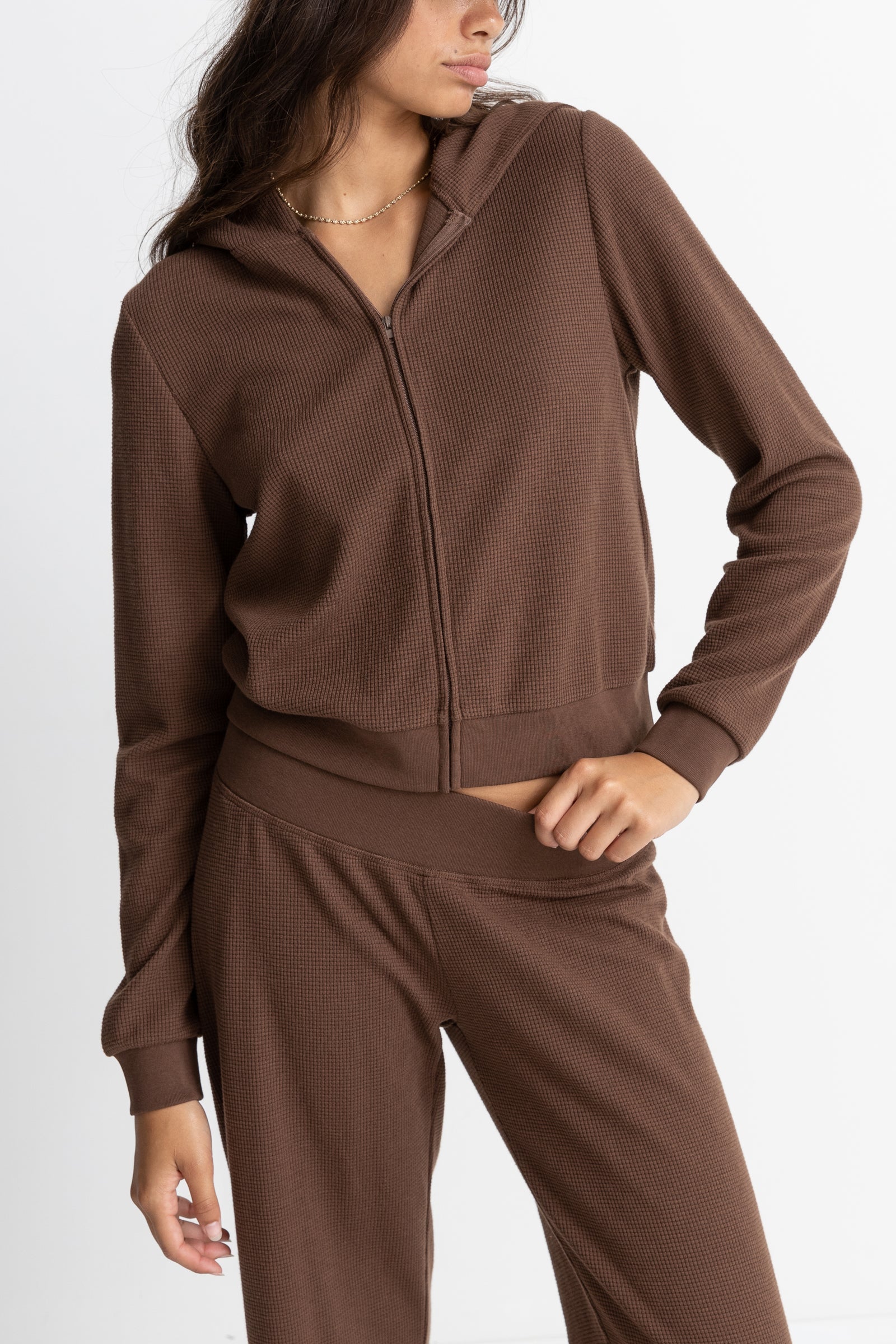 Rhythm - Sweat Light Layers Zip Up - Chocolate - Femme