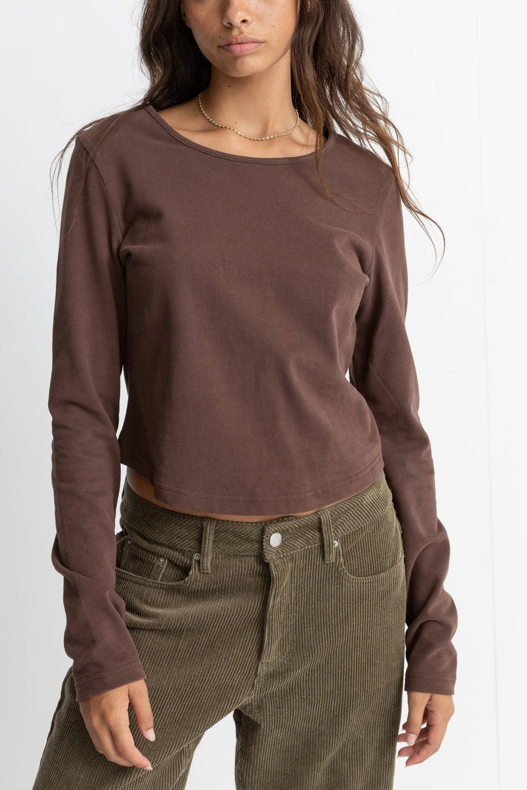 Rhythm - Winona Long Sleeve Top - Chocolate - Women
