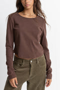 Rhythm - Winona Long Sleeve Top - Chocolate - Women
