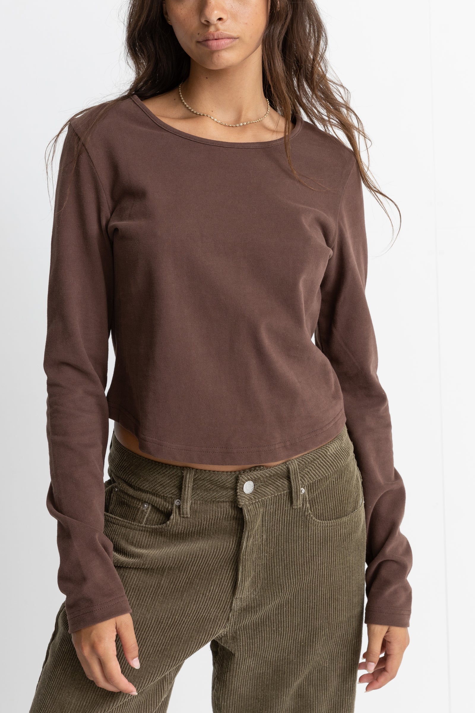 Rhythm - Winona Long Sleeve Top - Chocolate - Women
