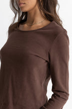 Rhythm - Winona Long Sleeve Top - Chocolate - Women