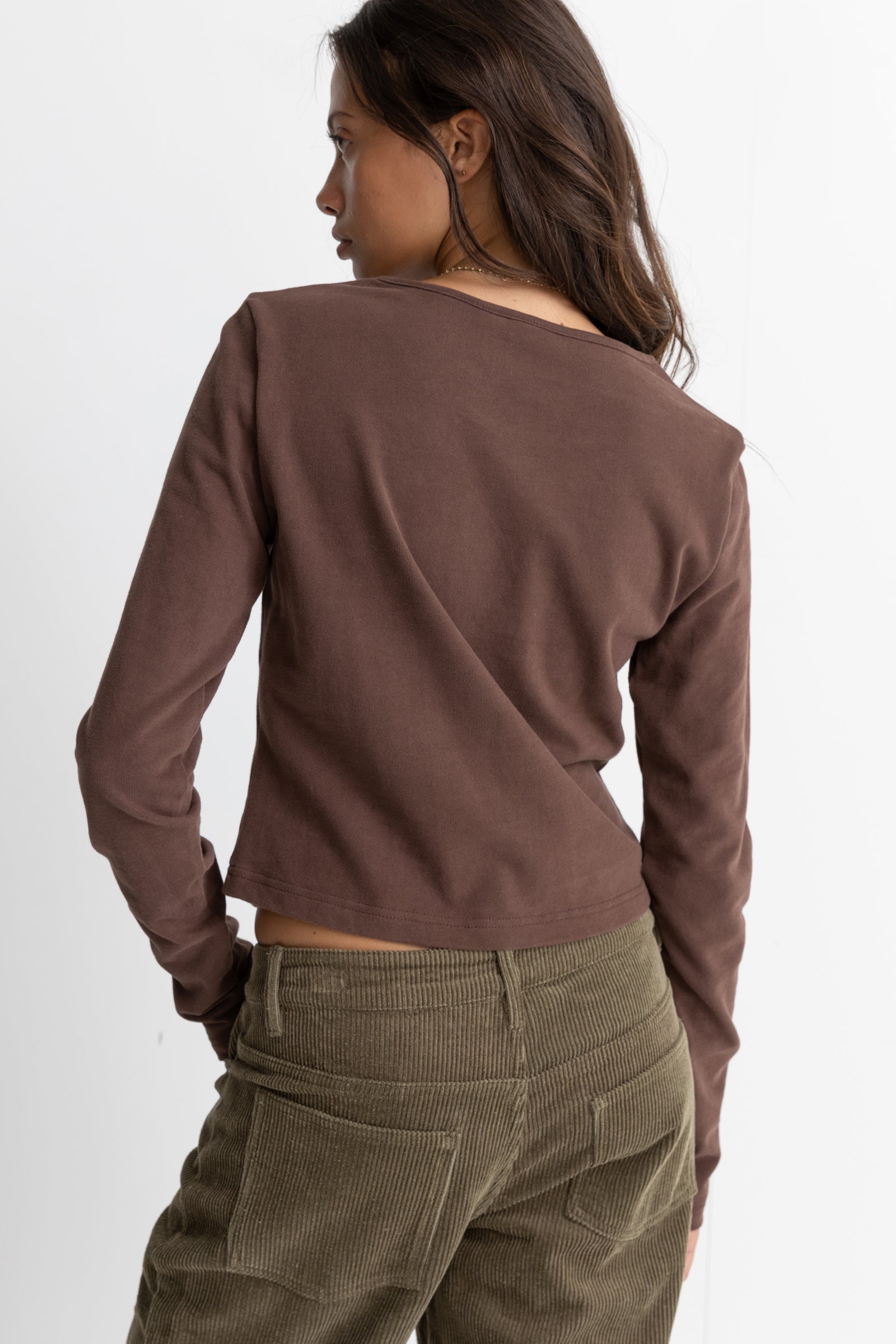 Rhythm - Winona Long Sleeve Top - Chocolate - Women