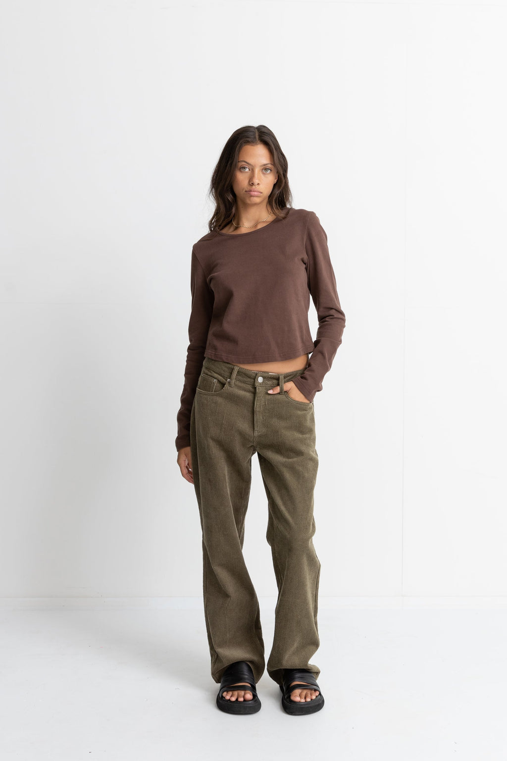 Rhythm - Winona Long Sleeve Top - Chocolate - Women