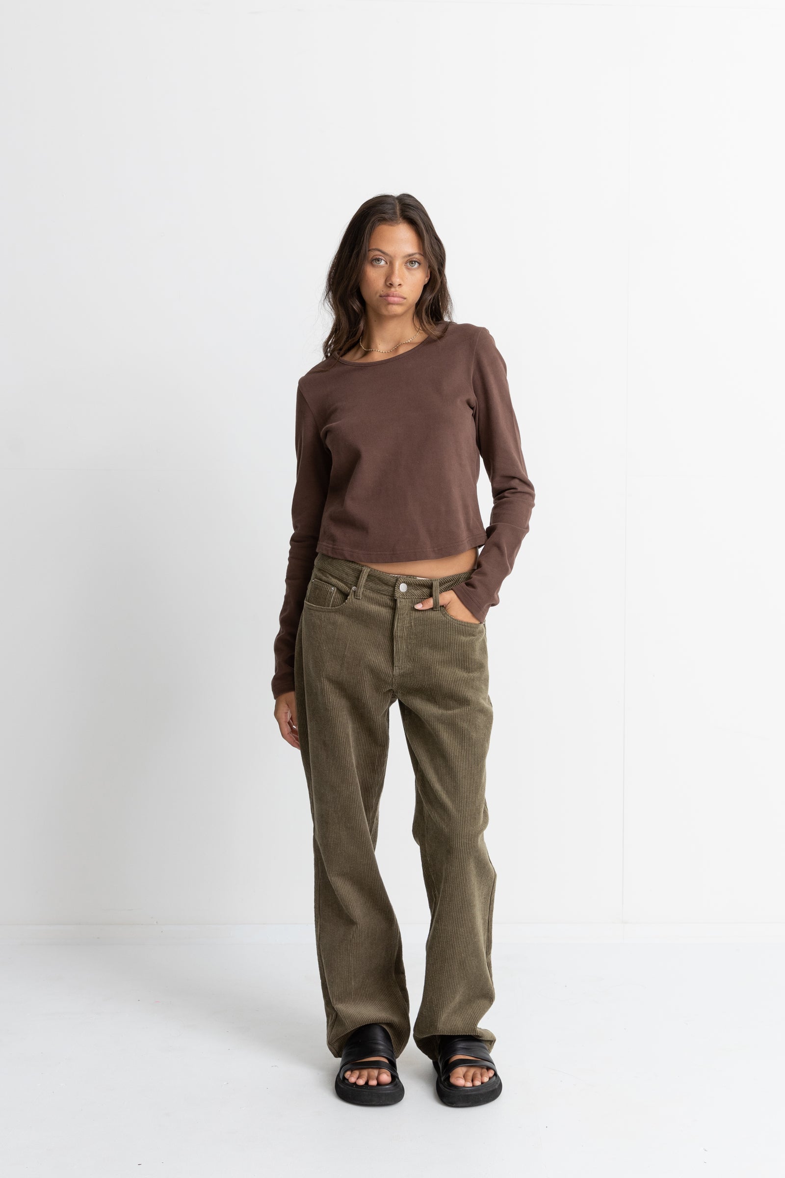 Rhythm - Winona Long Sleeve Top - Chocolate - Women