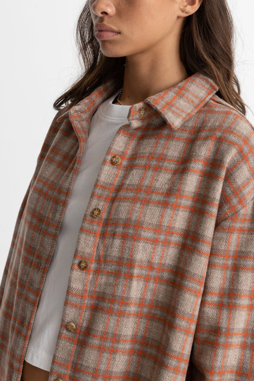Rhythm - Camisa Franela Oversize - Naranja - Mujer