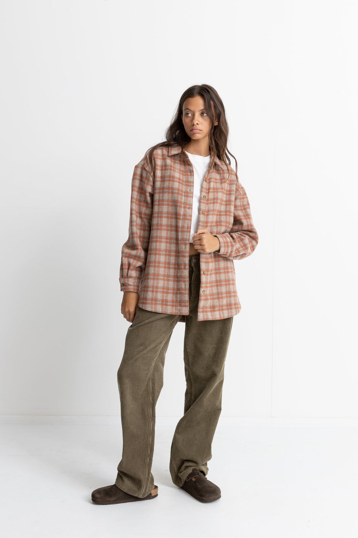 Rhythm - Camisa Franela Oversize - Naranja - Mujer