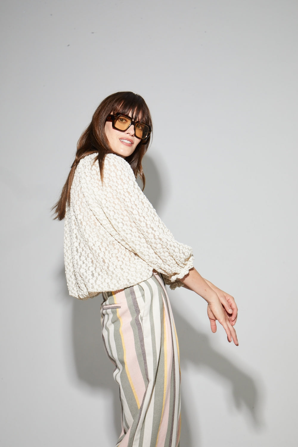 Blouse Giulia Flower Dentelle Naturel Fabriquée En Italie