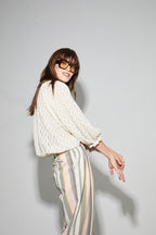 Blouse Giulia Flower Dentelle Naturel Fabriquée En Italie
