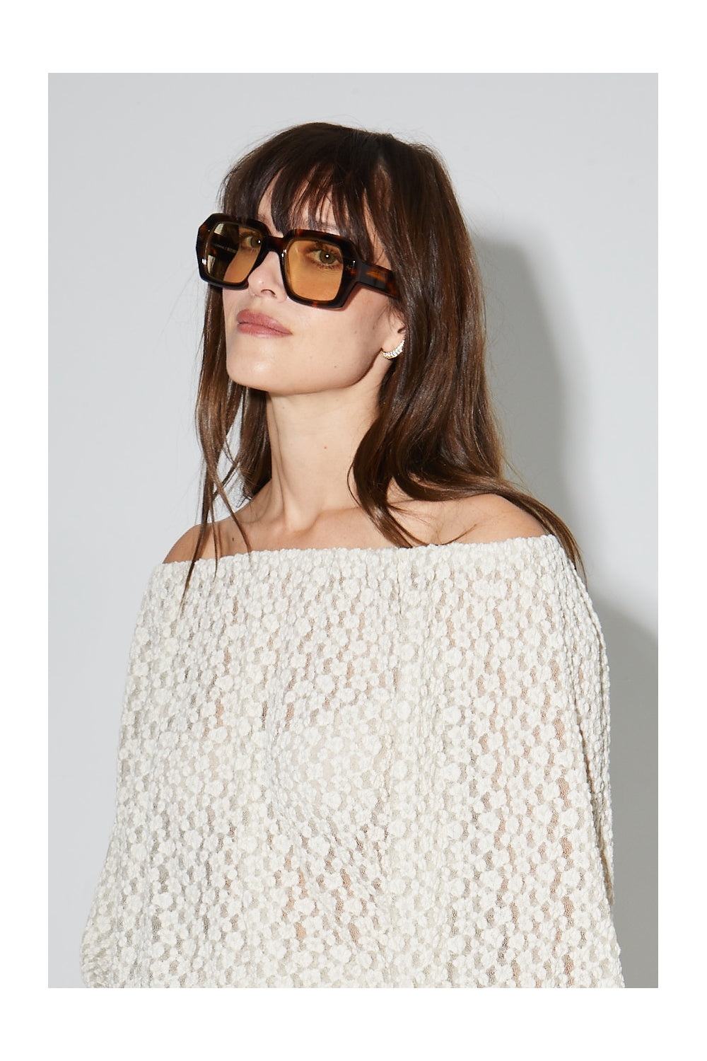 Blouse Giulia Flower Dentelle Naturel Fabriquée En Italie