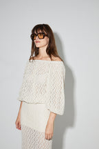 Blouse Giulia Flower Dentelle Naturel Fabriquée En Italie