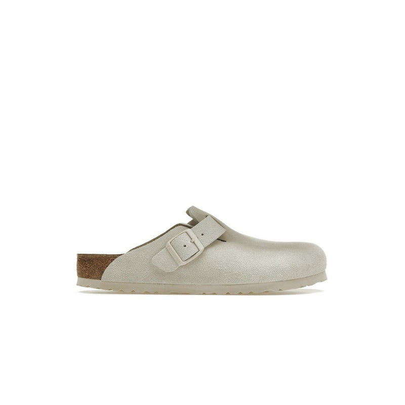 Birkenstock Boston Antique White Suede - Blanc