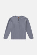 T-Shirt Vintage Terry Ls Henley - Indigo - Homme