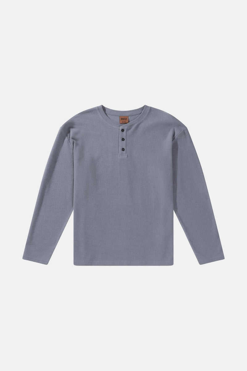 T-Shirt Vintage Terry Ls Henley - Indigo - Homme