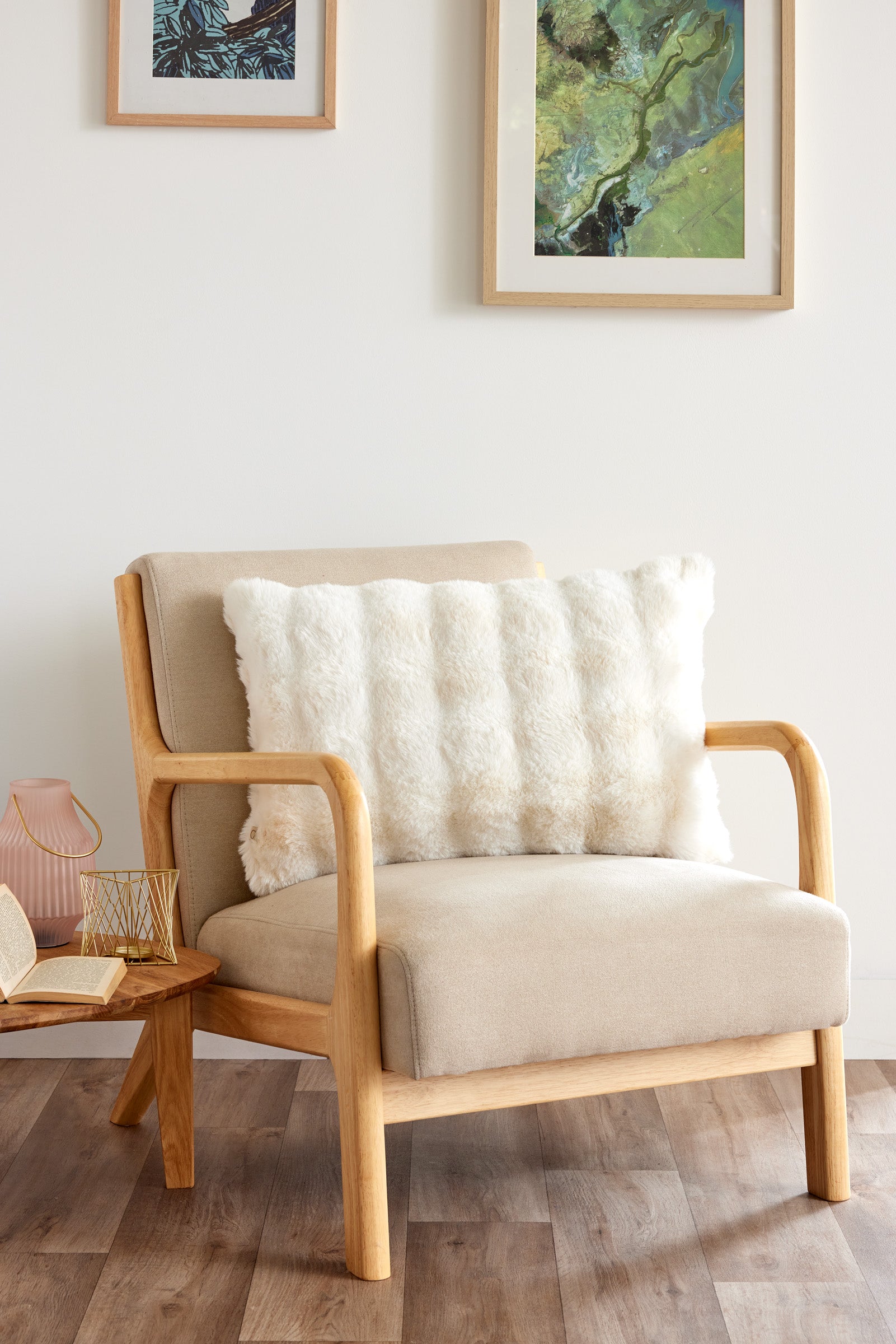 Printed Cushion with Removable Cover - Astra - Ivory