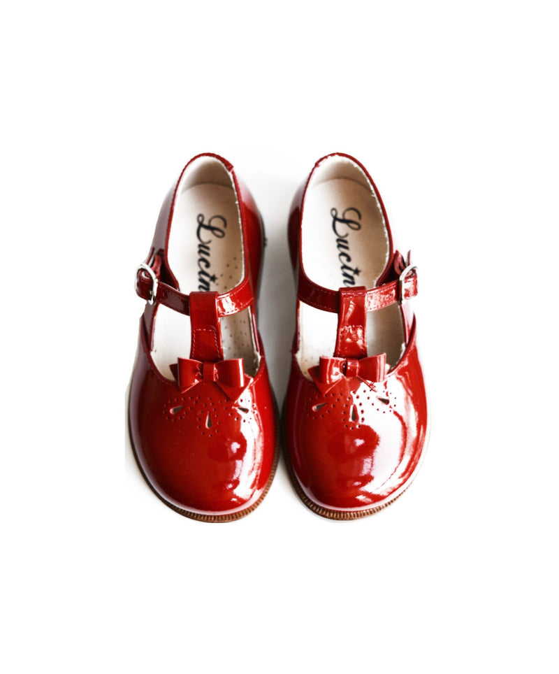 Chaussures Fille Salomé Resistantes À Boucle Et Noeud Artémis - Cuir Vernis Rouge - Fille
