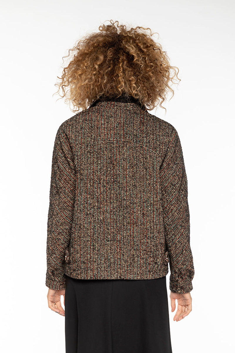 Veste Courte En Tweed Noir