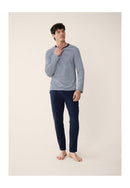 Ensemble Pyjama Haut Marinière Et Pantalon Bleu Marine En Coton - Pyjama Jeason Haut Manches Longues Marinière Et Bas De Pyjama Long Marine