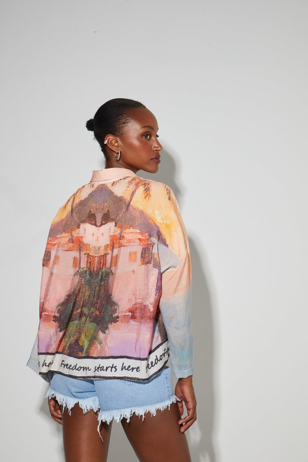 Chemise Iris Imprimé Freedom Fabriquée En Italie