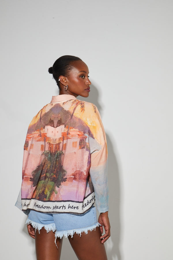 Camisa con estampado Freedom Iris hecha en Italia