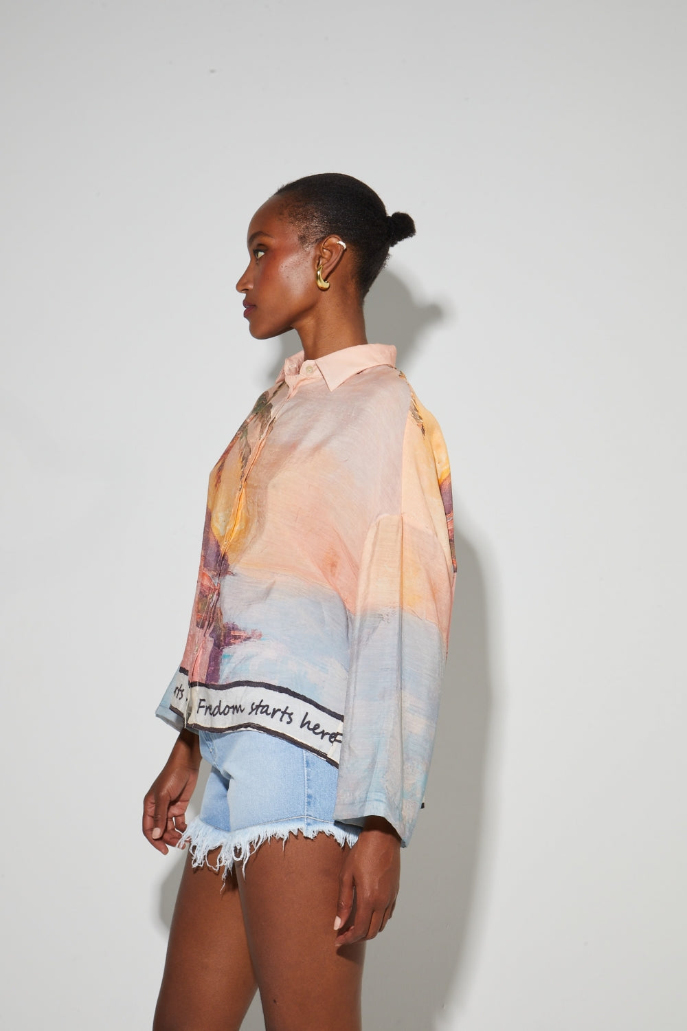 Chemise Iris Imprimé Freedom Fabriquée En Italie