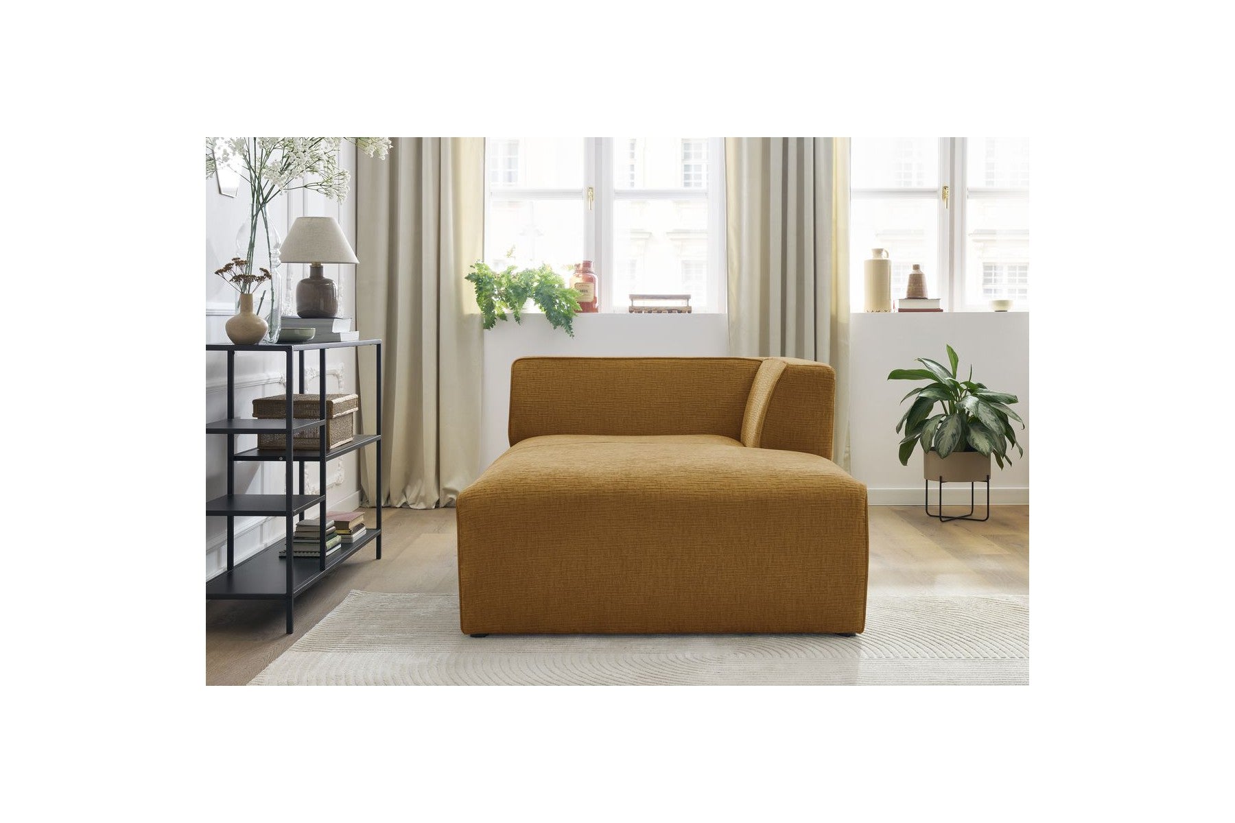 Chaise Longue for MEGEVE Modular Sofa - Textured Fabric - Right-Hand Corner