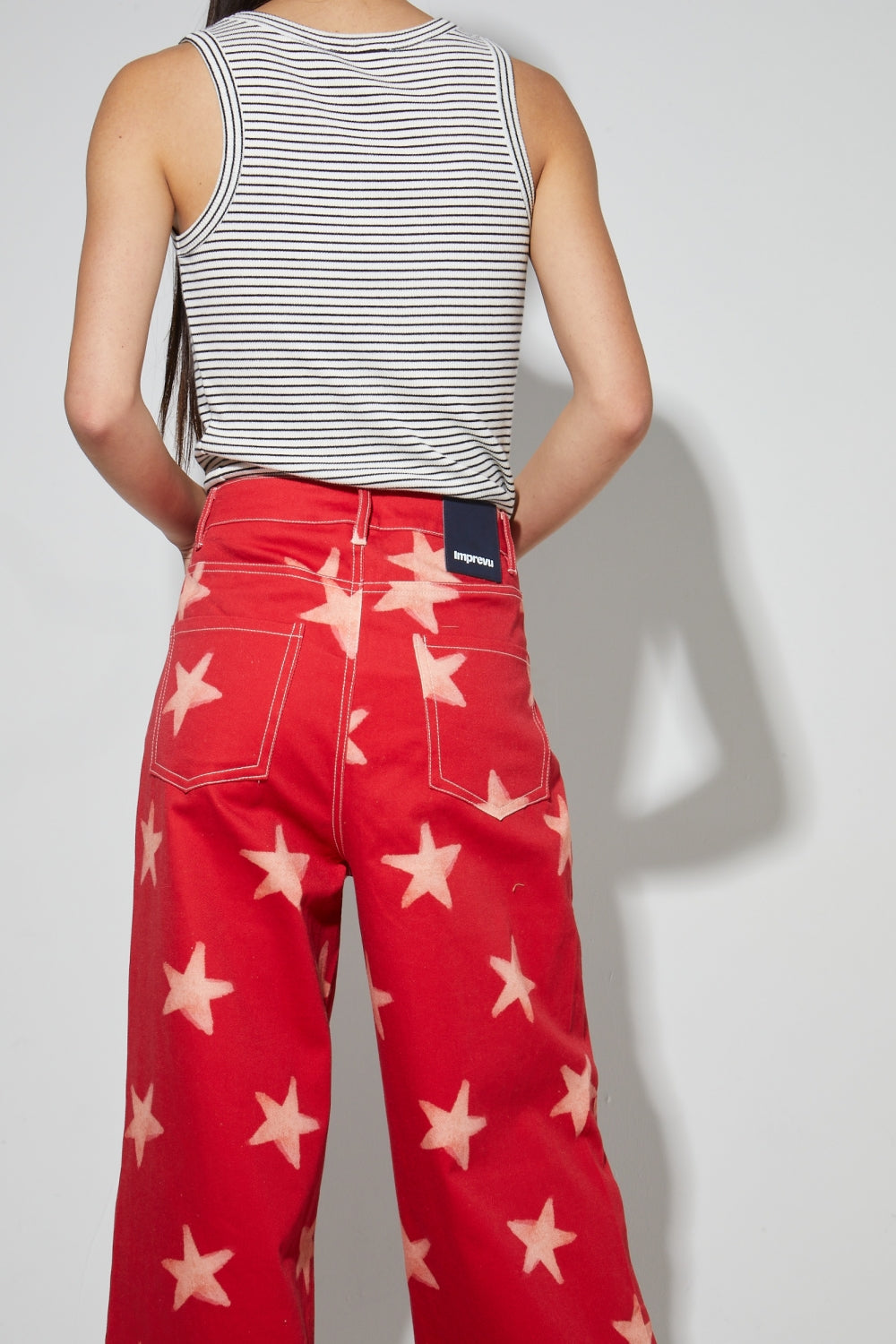 Pantalon Swiggy, Esprit Denim Print Étoile Red Fabriqué En Italie