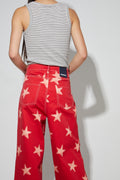 Pantalon Swiggy, Esprit Denim Print Étoile Red Fabriqué En Italie