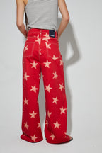 Pantalon Swiggy, Esprit Denim Print Étoile Red Fabriqué En Italie