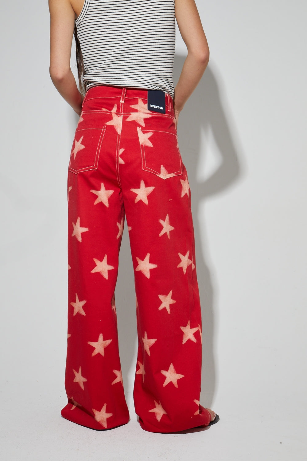 Pantalon Swiggy, Esprit Denim Print Étoile Red Fabriqué En Italie